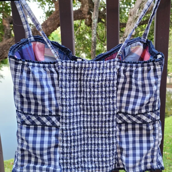 Hollister Navy Checkered Women's Blouse - Picture 3 of 6